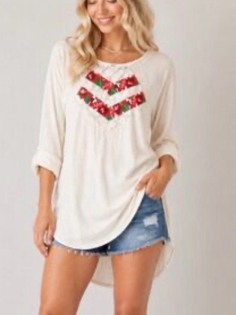 Free People Lace Floral Embroidered Top